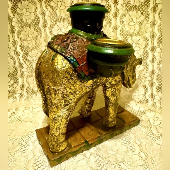 🐘CBK🐘 VTG 1998 BRONZE ELEPHANT FESTIVAL 3 STICK FIGURINE CANDLE HOLDER EUC🕯️ - Picture 6 of 8